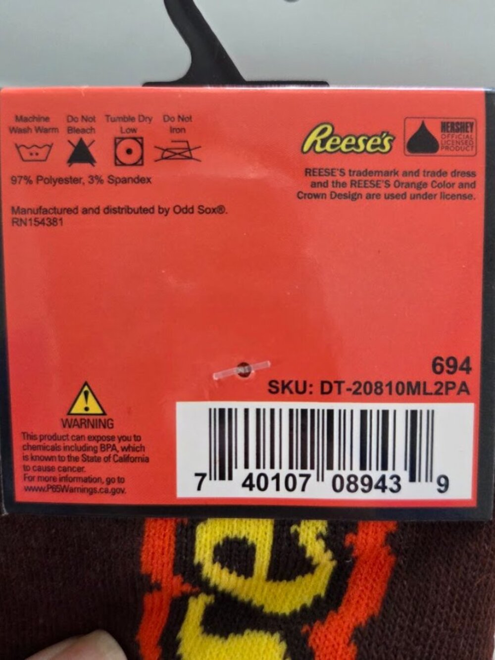 NWT Unisex Odd Sox Reese's Peanut Butter Cup Ankle Socks 2 Pack Orange Brown - Picture 4 of 5